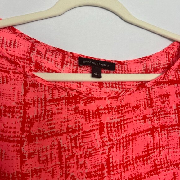 Banana Republic Pink‎ & Red Printed Long Sleeve Blouse | Size L - Picture 3 of 5